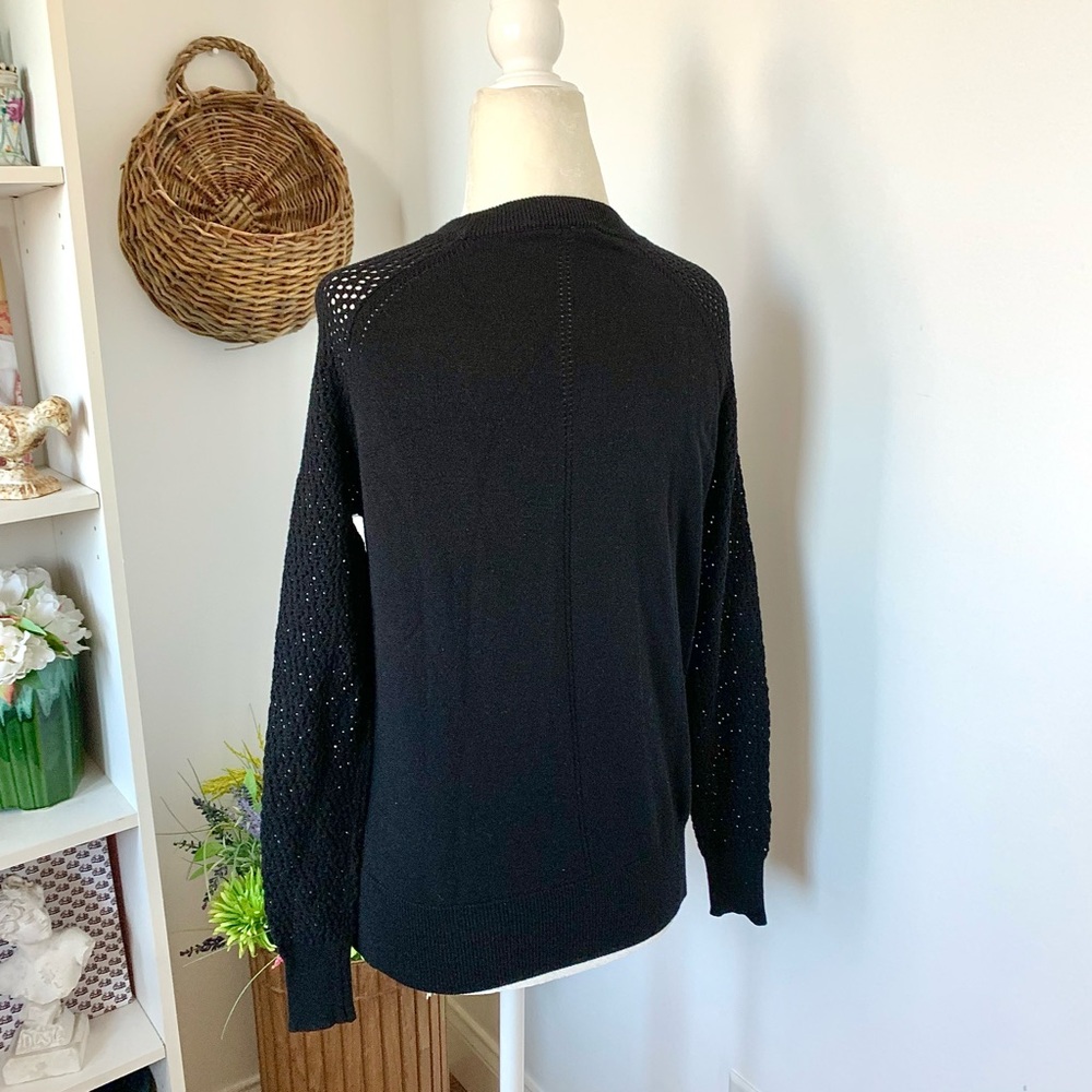 Aritzia Wilfred Free Italian Knit Sweater Perforated Shoulders black XS XXS - Picture 15 of 16